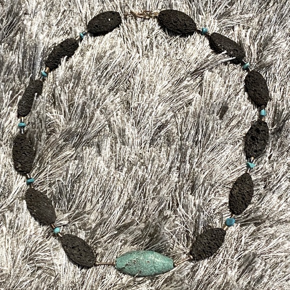 Lava Stone & Turquoise Necklace - Picture 1 of 7